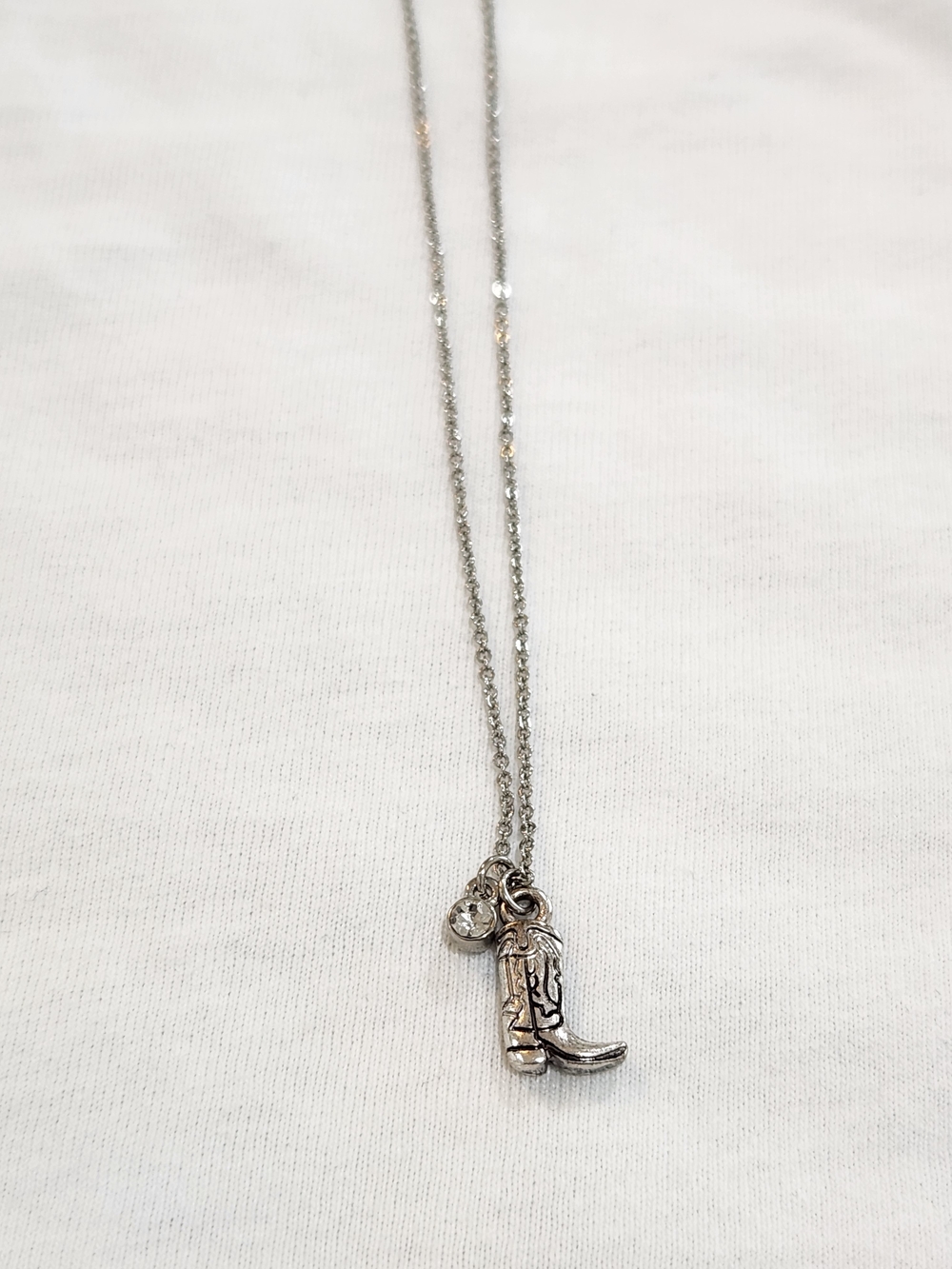 Silver Cowboy Boot Charm Necklace - Women Jewelry